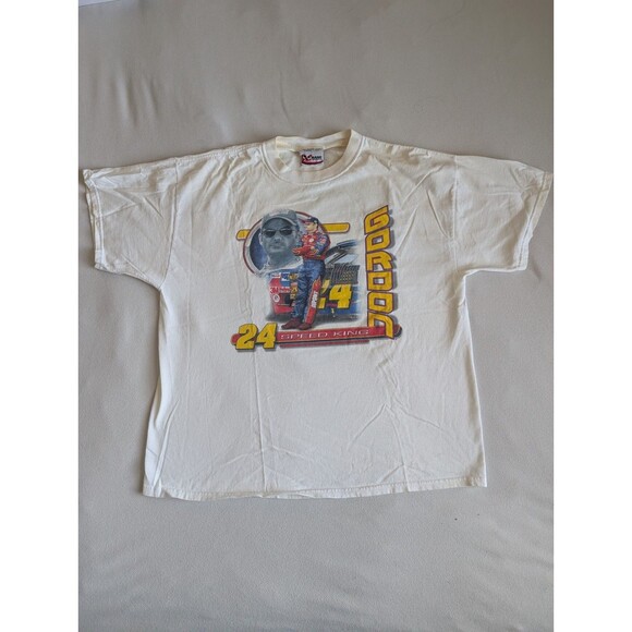 VTG Jeff Gordon Shirt Mens L White Chase 24 Nascar Racing Double side Y2K 90s - Picture 1 of 8